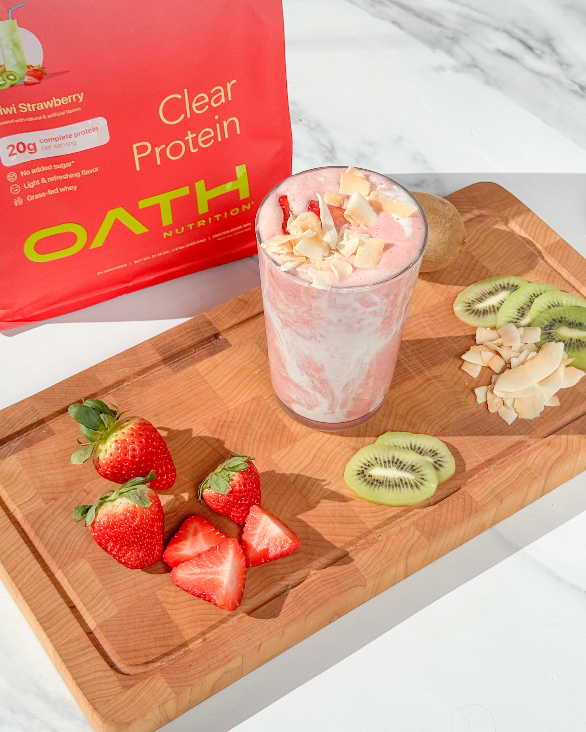 Strawberry Protein Smoothie with Coconut Cold Foam