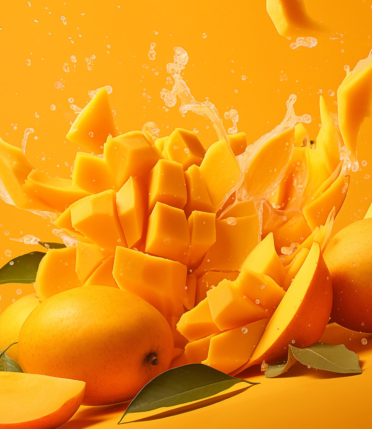 Delicious mangos bursting into small pieces